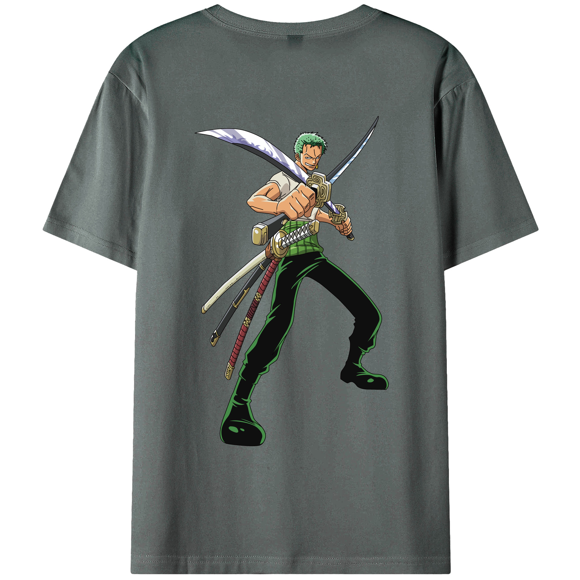ワンピース ロロノア・ゾロ ONE PIECE Roronoa Zoro 綿100％ メンズ半袖Tシャツ（バックプリント） 通気性